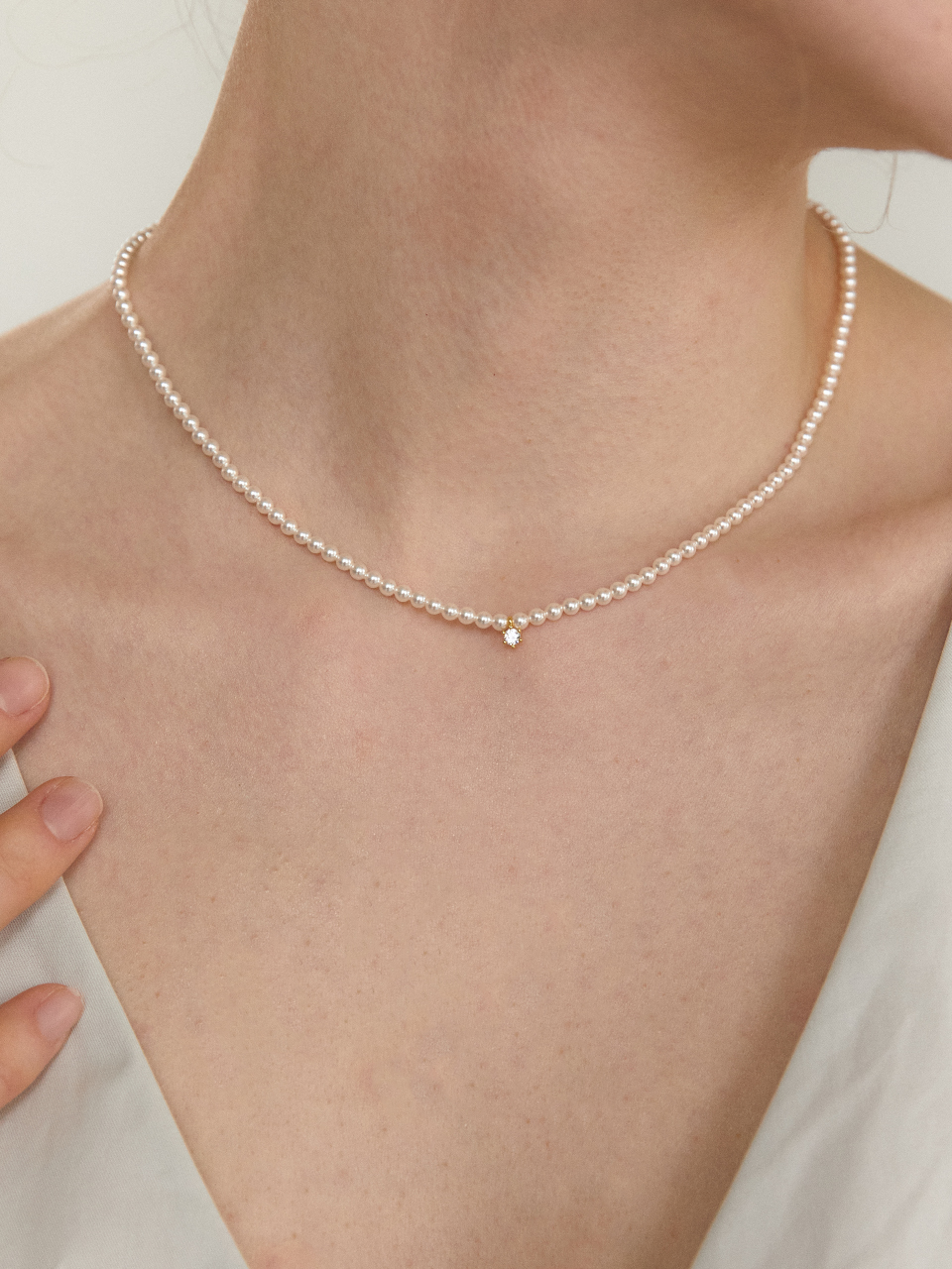 [silver925]call pearl point necklace