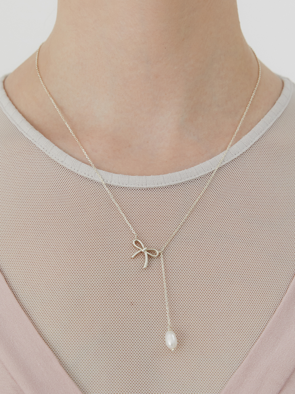 [silver925]purity ribbon pearl necklace