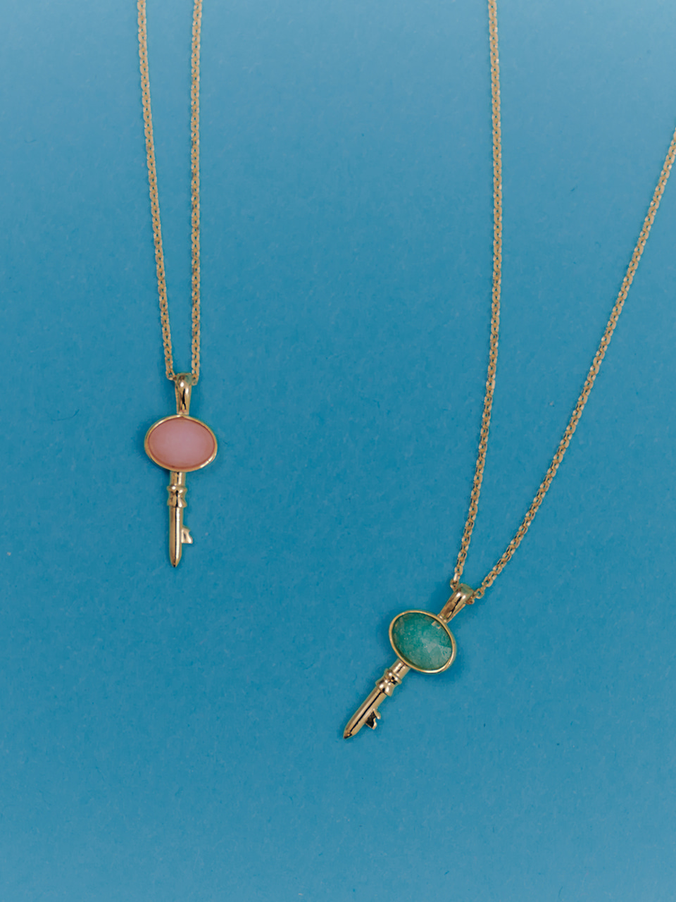 [silver925]gemstone key necklace