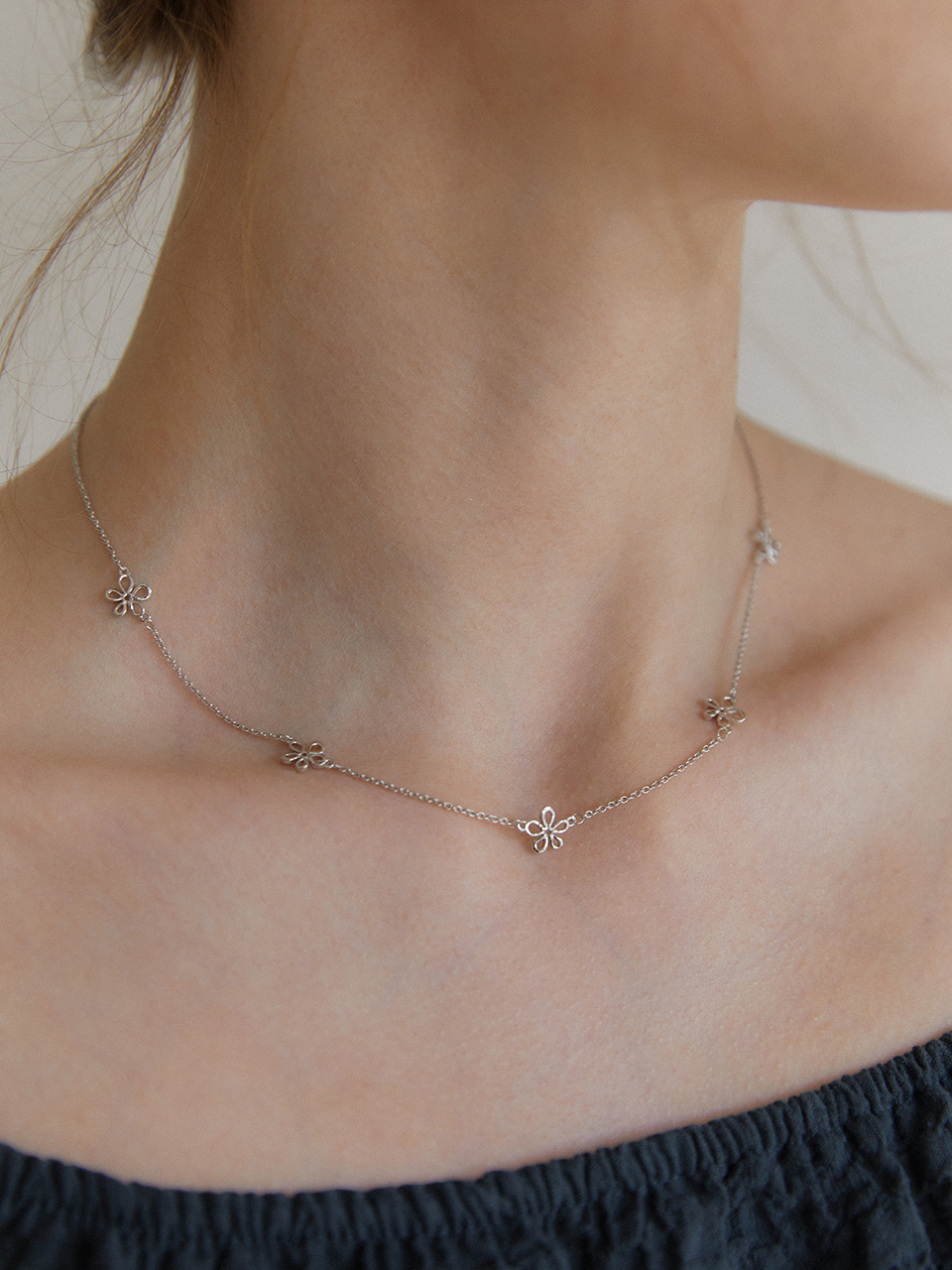 [윈터 착용][silver925]Lissome flower necklace