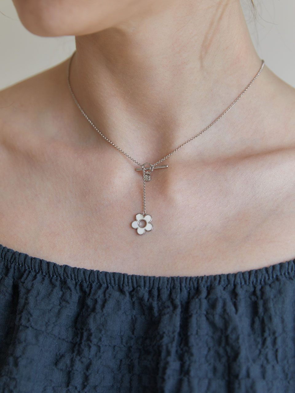 [silver925]pretty blossom toggle necklace