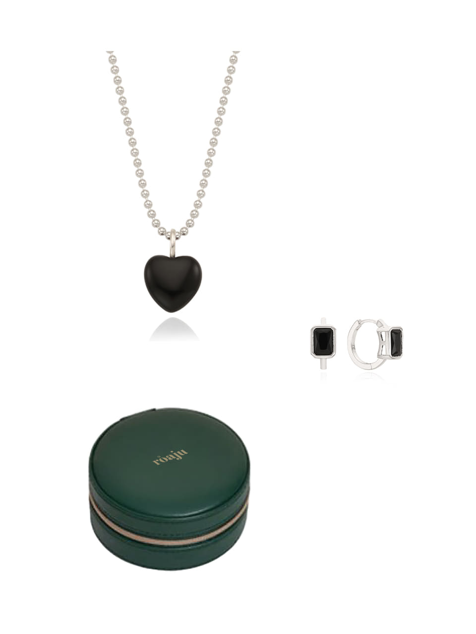 [GIFT SET] candy heart ball necklace&amp;easy cubic onetouch earring